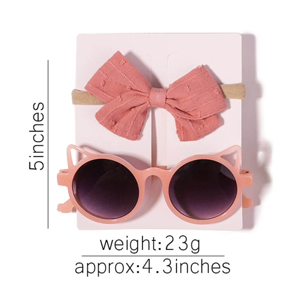 2Pcs/Pack lentes de sol y moño a juego para niños, niñas, toddlers y bebés.