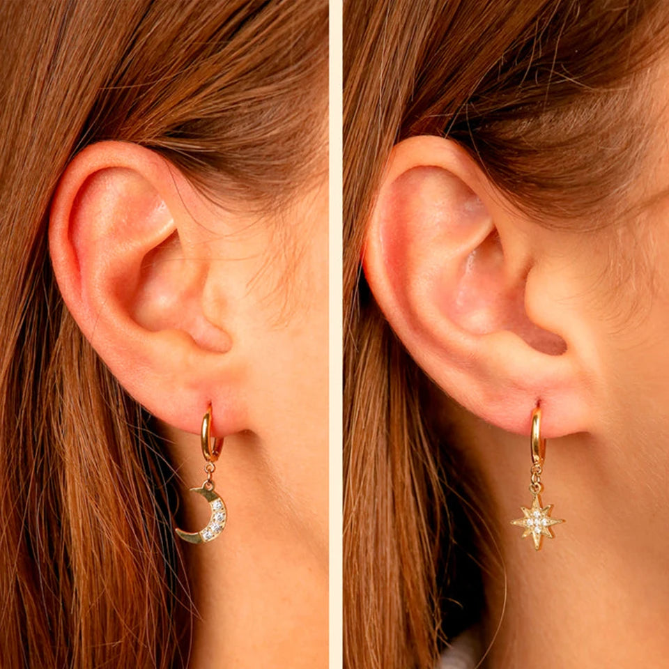 Pendientes de aro estéticos de acero inoxidable para mujer