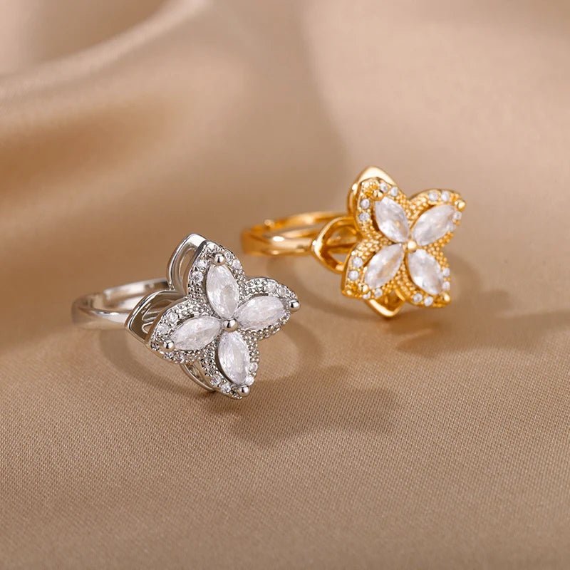 Anillos de ansiedad ajustables de acero inoxidable dorados para mujer