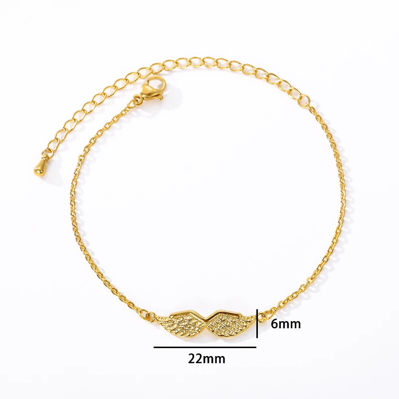 Pulsera vintage de alas de ángel de acero inoxidable para mujer
