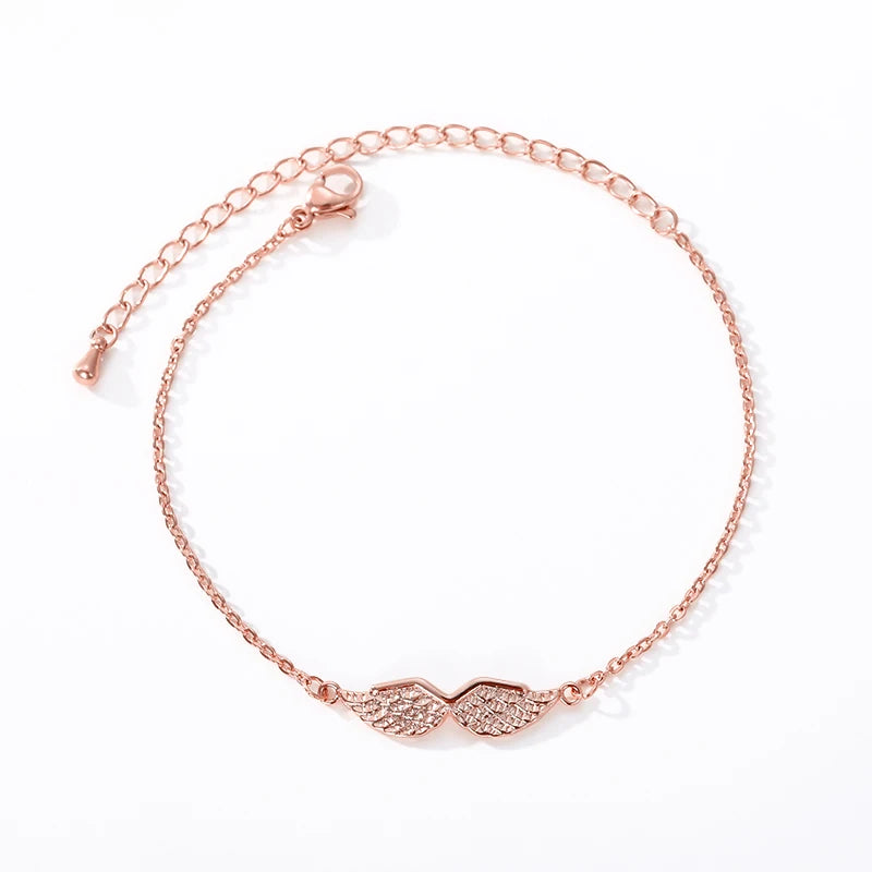 Pulsera vintage de alas de ángel de acero inoxidable para mujer