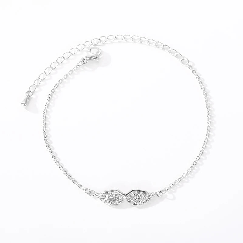 Pulsera vintage de alas de ángel de acero inoxidable para mujer