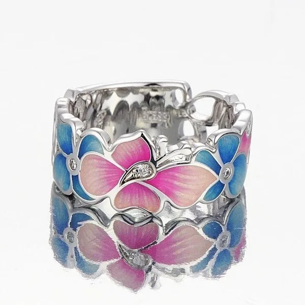 Impresionante anillo vintage de mariposa en plata 925
