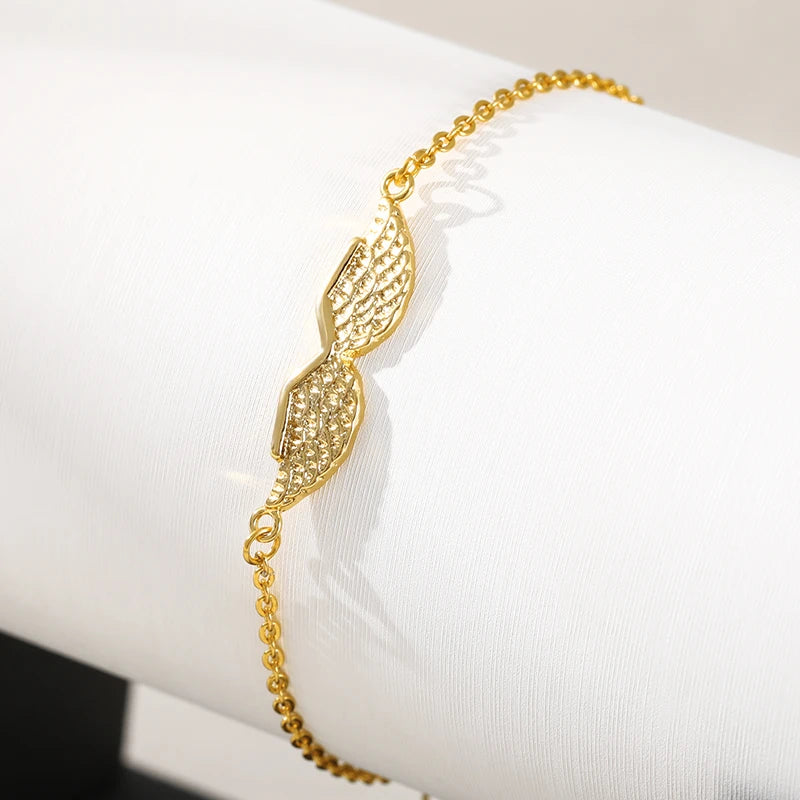 Pulsera vintage de alas de ángel de acero inoxidable para mujer