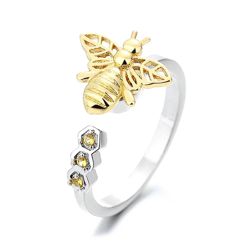 Anillo Fidget Spinner con forma de panal de abeja para aliviar la ansiedad