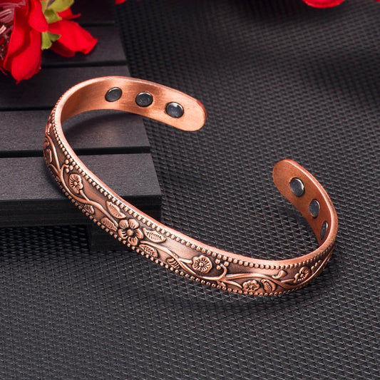 Pulsera magnética de cobre para mujer estilo vintage