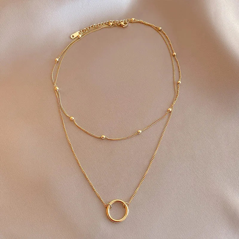 Collar de doble cadena en acero inoxidable de alta calidad