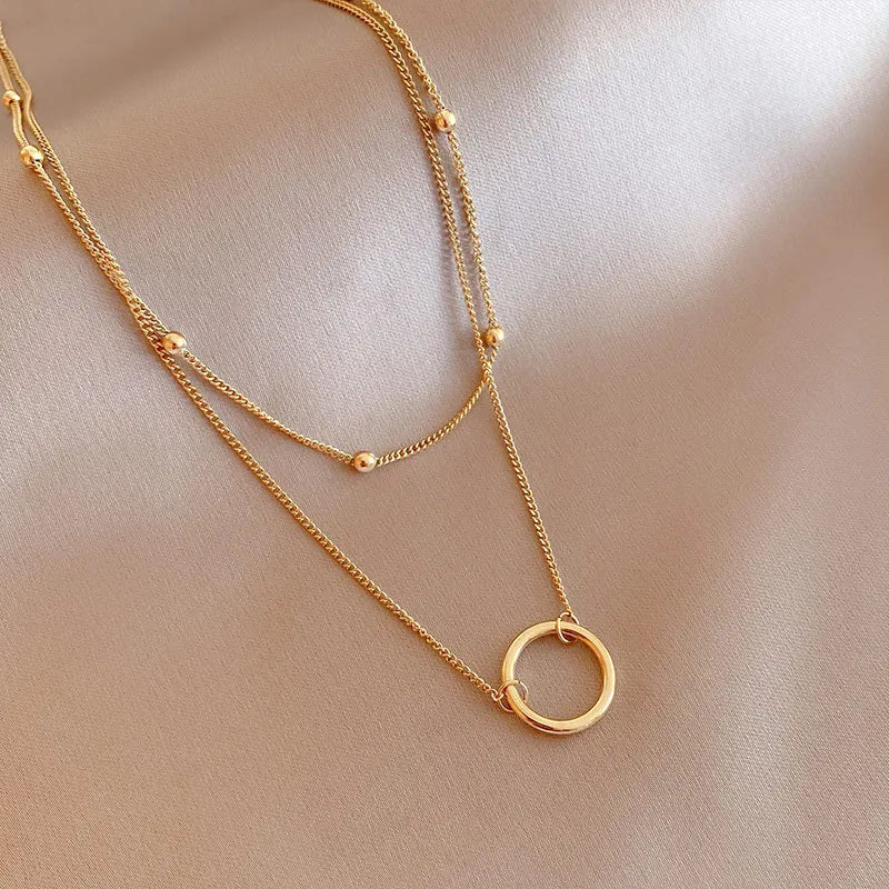 Collar de doble cadena en acero inoxidable de alta calidad