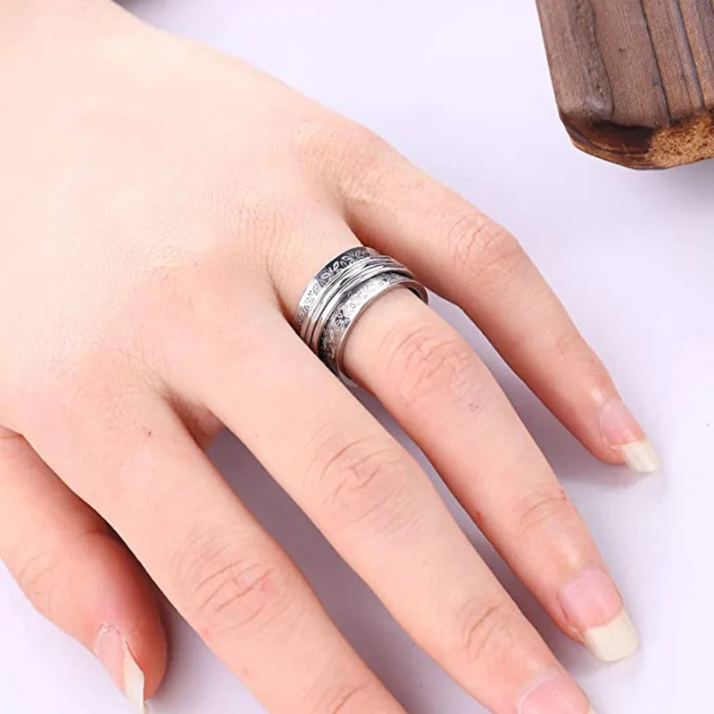 Anillo Fidget Spinner de mariposa de acero inoxidable estilo punk