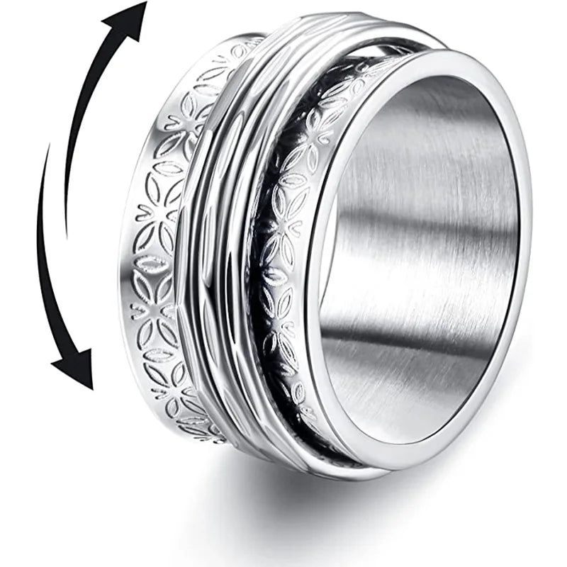 Anillo Fidget Spinner de mariposa de acero inoxidable estilo punk