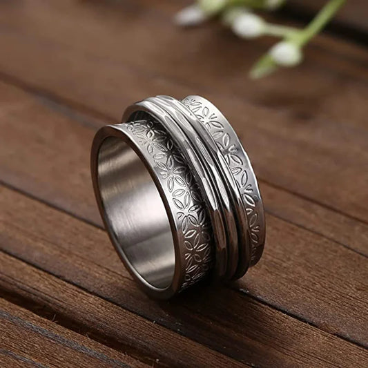 Anillo Fidget Spinner de mariposa de acero inoxidable estilo punk