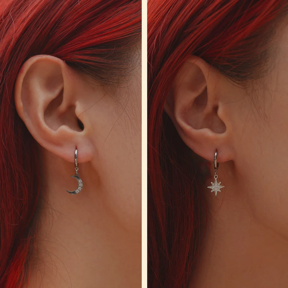 Pendientes de aro estéticos de acero inoxidable para mujer