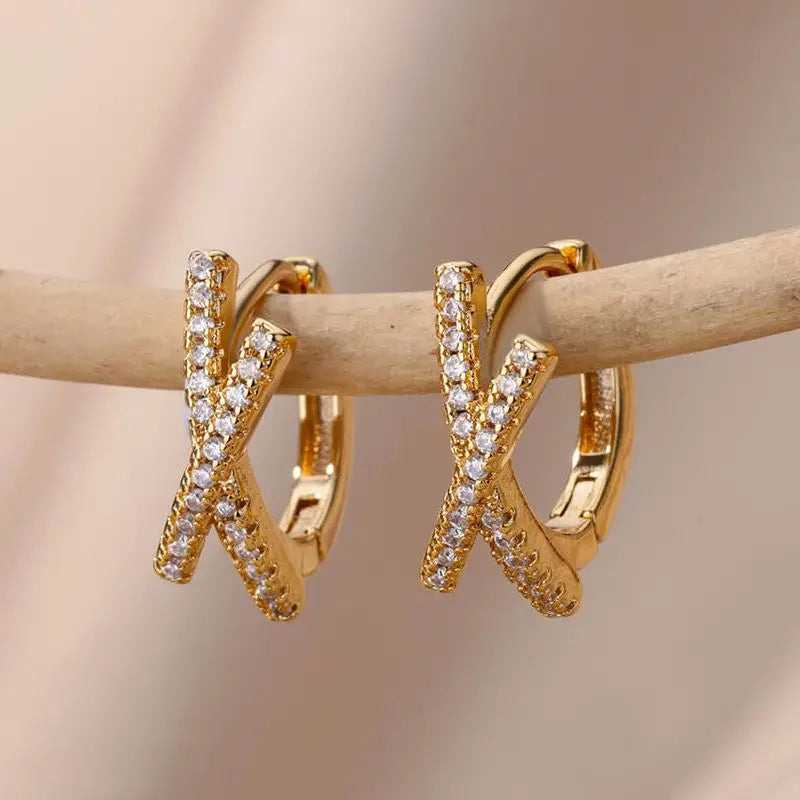 Pendientes de acero inoxidable dorado con forma de ojo malvado para mujer