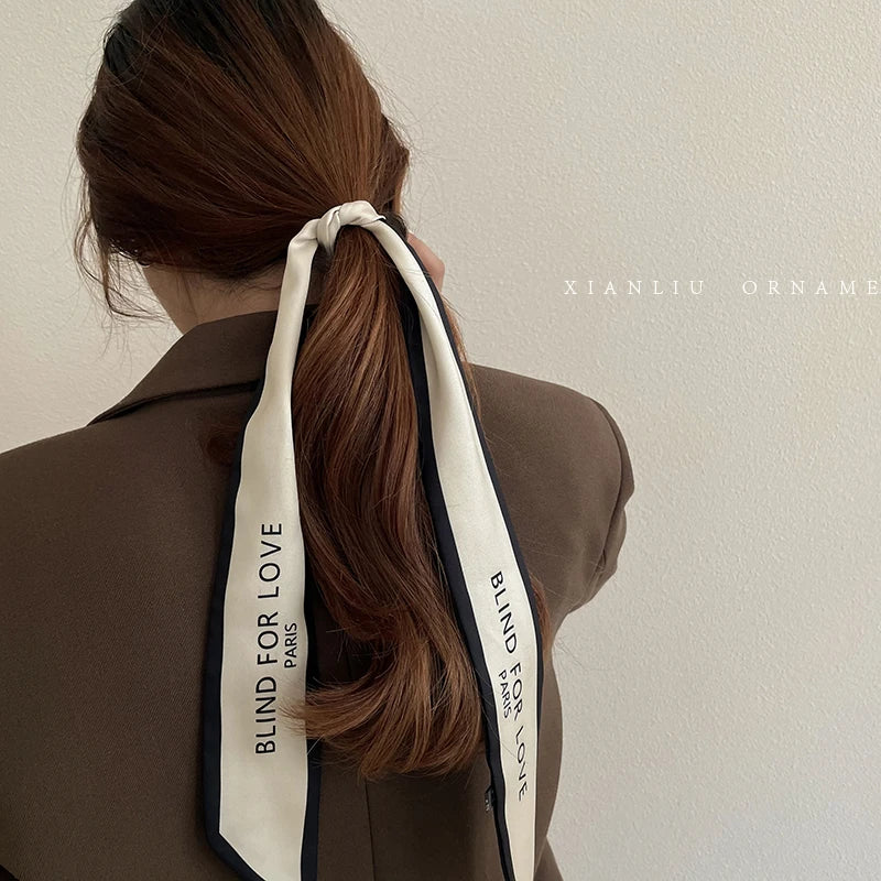 Bufanda fina de seda para el cuello, coleta, bolsa, banda de cabello, protección y decoración para el asa del bolso