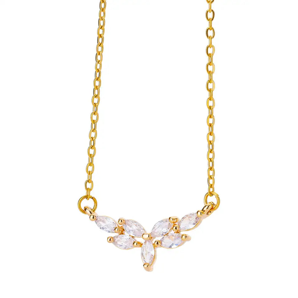 Collar con colgante de gota de agua y circonita dorada para mujer