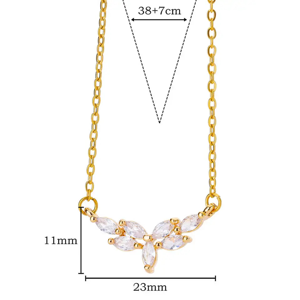 Collar con colgante de gota de agua y circonita dorada para mujer