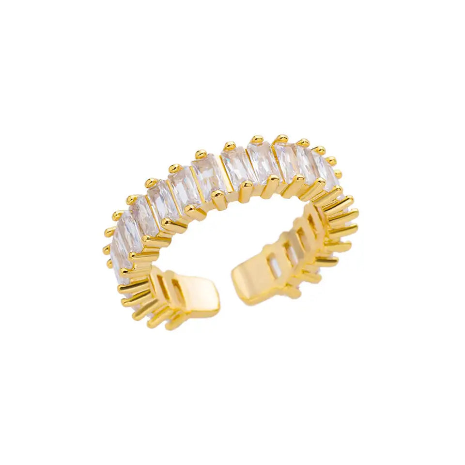 Anillo ajustable con circonia cúbica multicolor y baño de oro 18K unisex
