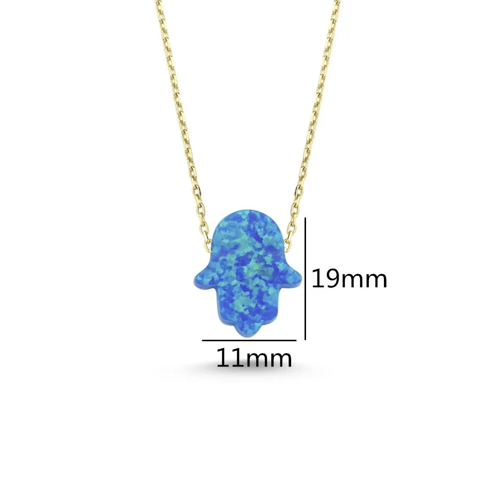 Collar de mano de Fátima con ópalo de acero inoxidable para todos