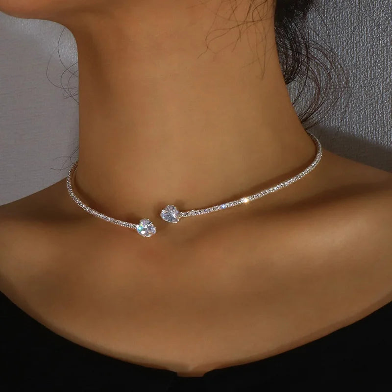 Gargantilla con corazones de diamantes de imitación para mujer