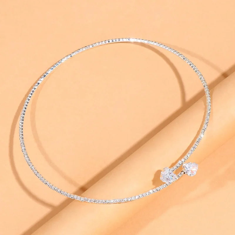 Gargantilla con corazones de diamantes de imitación para mujer