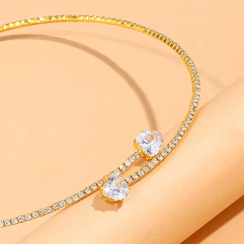 Gargantilla con corazones de diamantes de imitación para mujer