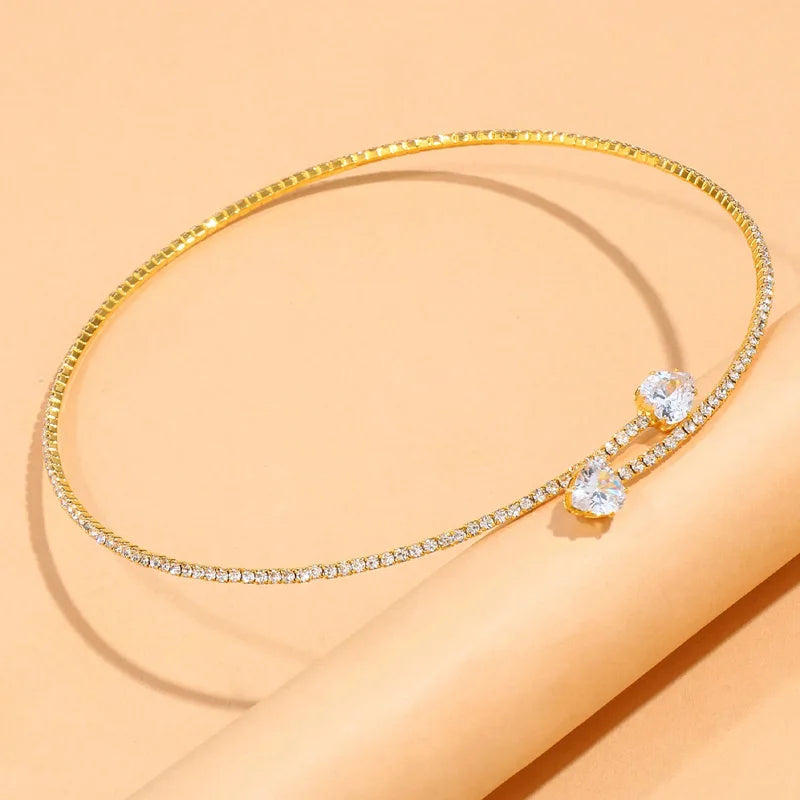 Gargantilla con corazones de diamantes de imitación para mujer