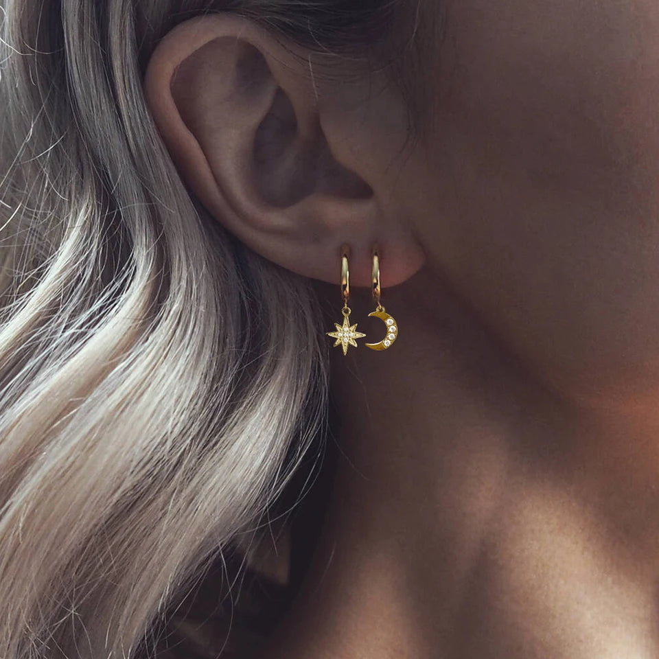 Pendientes de aro est&eacute;ticos de acero inoxidable para mujer