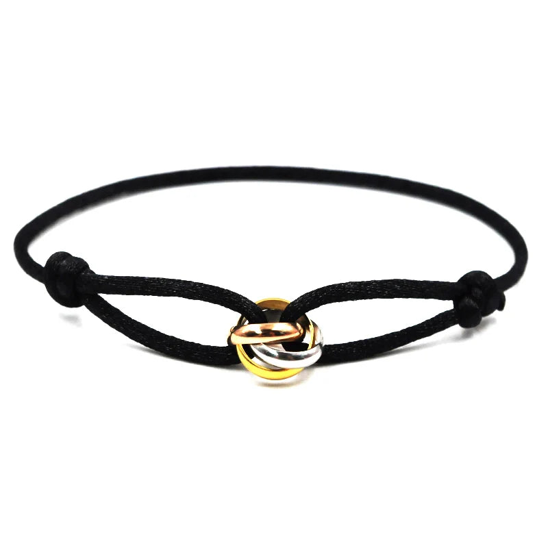 Pulsera de cuerda con hebilla de metal ajustable unisex de lujo