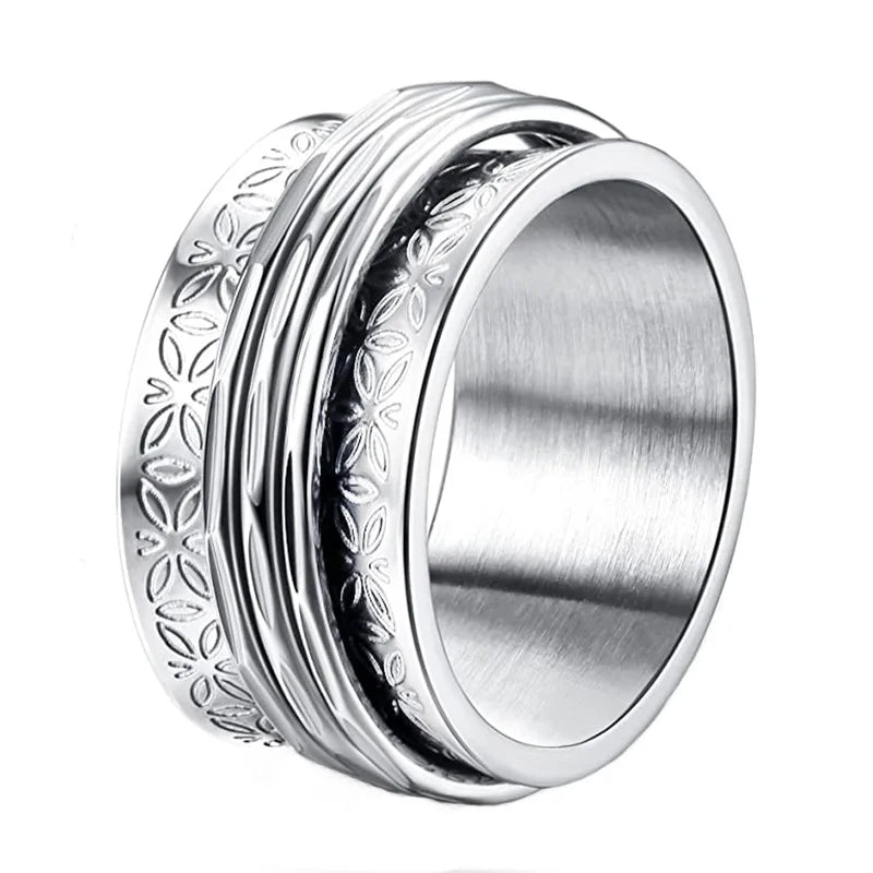 Anillo Fidget Spinner de mariposa de acero inoxidable estilo punk