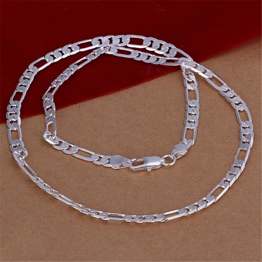 Collar de plata con cadena plana de 6 mm de alta calidad