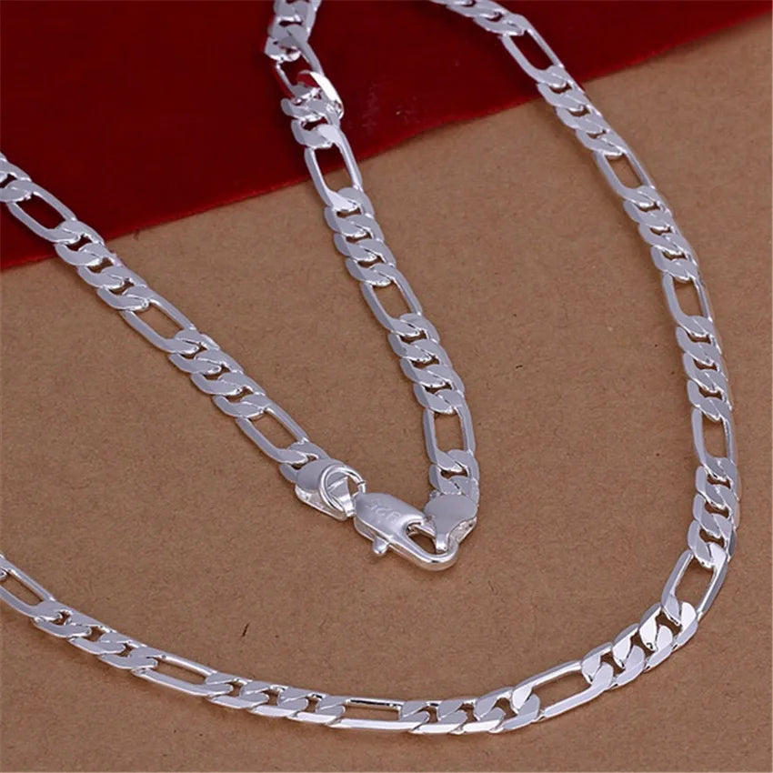 Collar de plata con cadena plana de 6 mm de alta calidad