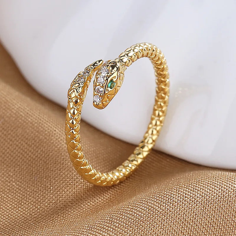 Anillo de serpiente abierto ajustable de plata 925