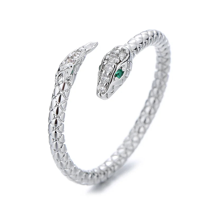 Anillo de serpiente abierto ajustable de plata 925