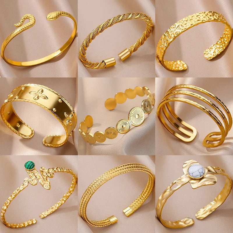 Pulsera de acero inoxidable de lujo en color dorado