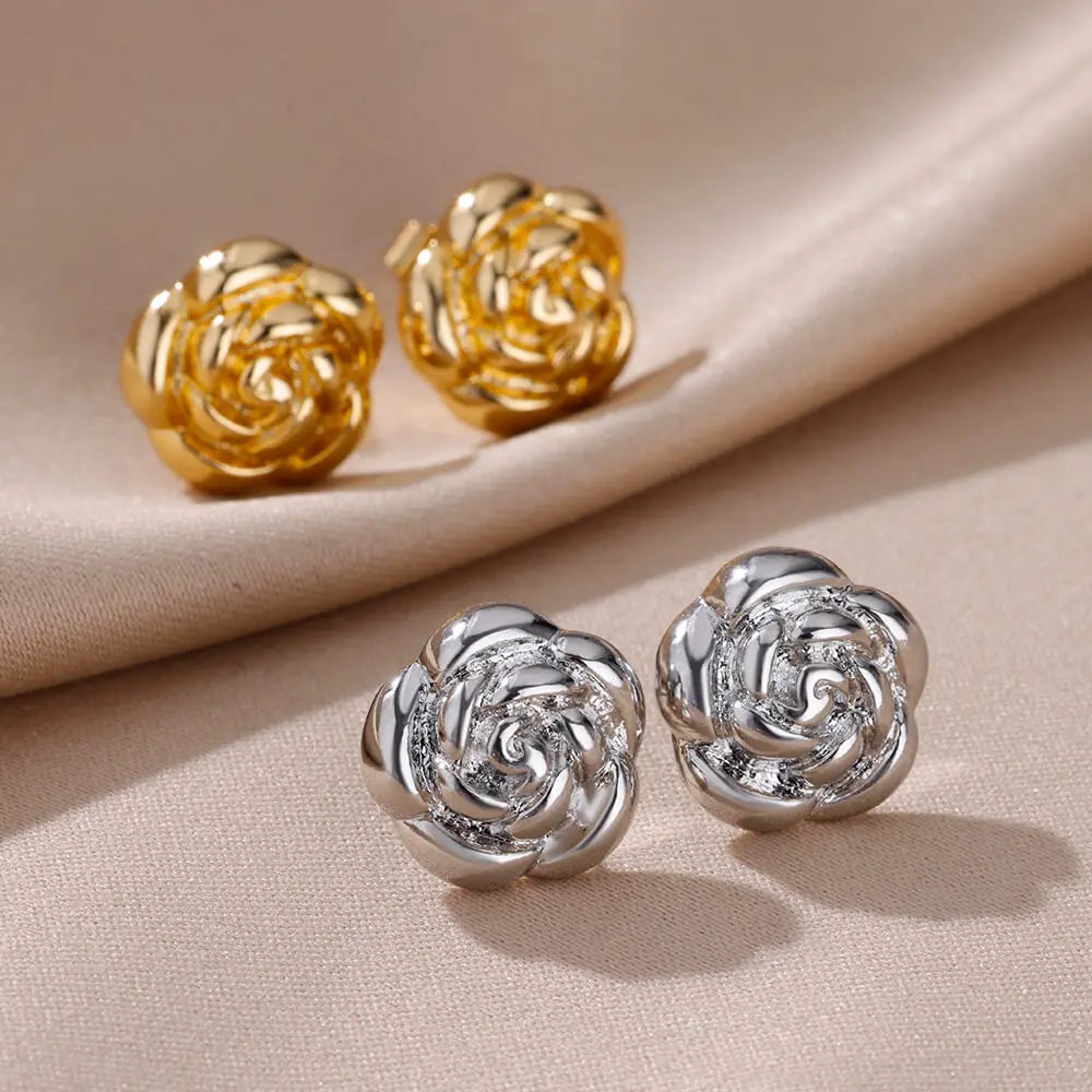 Pendientes de aro con forma de corazón de acero inoxidable dorado de moda