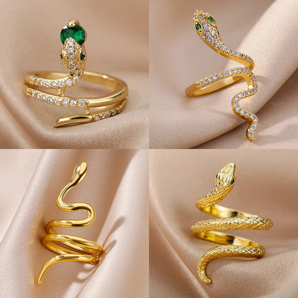 Anillo chapado en oro con circonias de acero inoxidable de alta calidad ajustable unisex