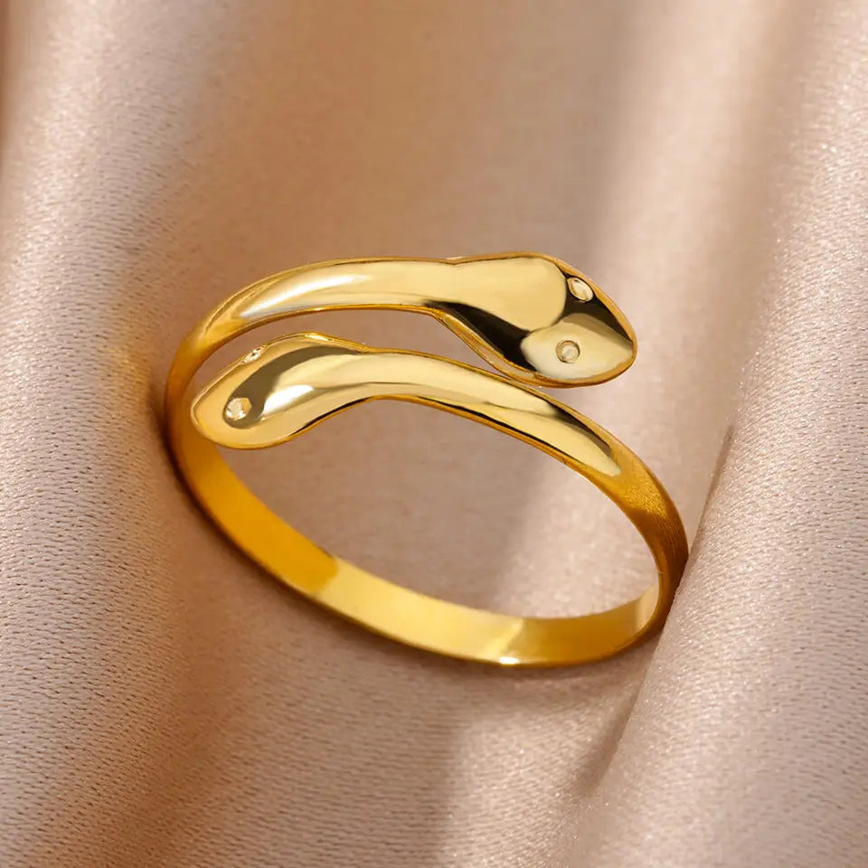 Anillo chapado en oro con circonias de acero inoxidable de alta calidad ajustable unisex