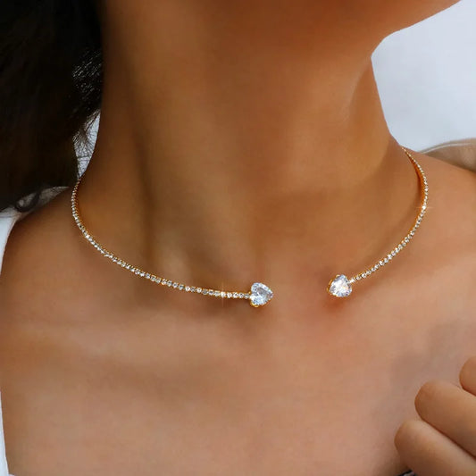 Gargantilla con corazones de diamantes de imitación para mujer